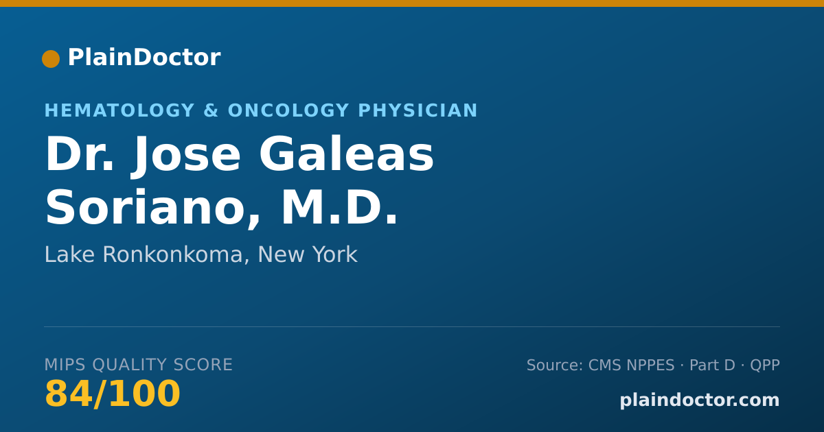 Shareable card for Jose Galeas Soriano, M.D. - Hematology & Oncology Physician, Lake Ronkonkoma, NY