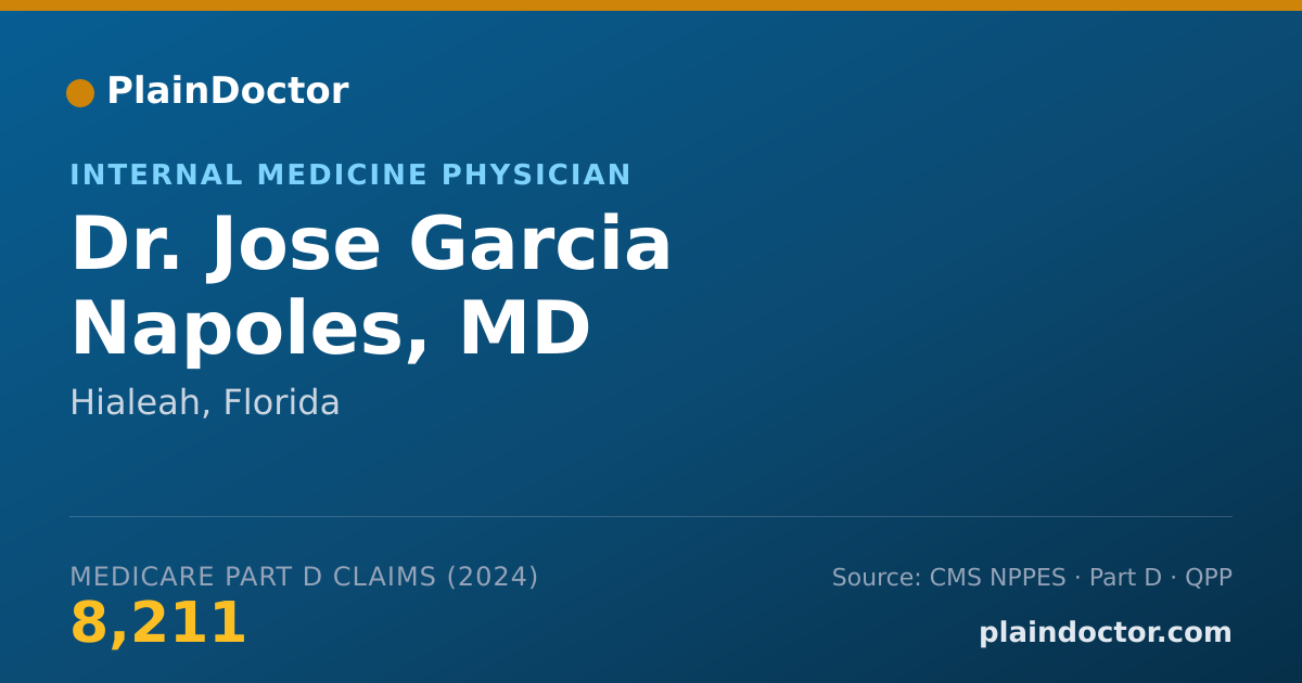 Shareable card for Jose Garcia Napoles, MD - Internal Medicine Physician, Hialeah, FL