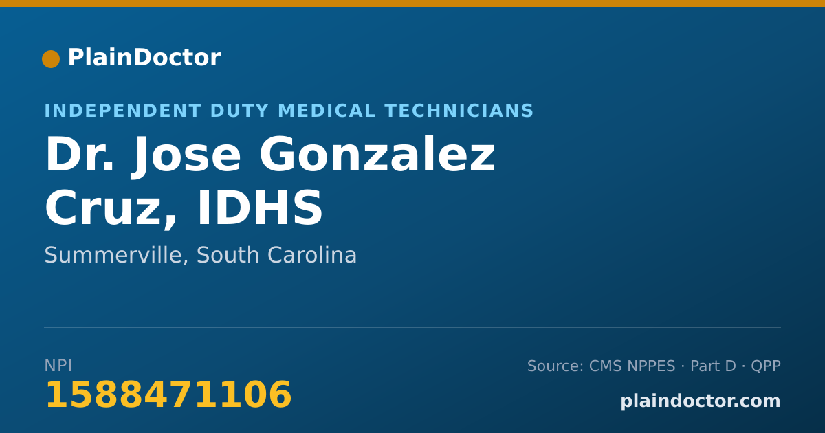Shareable card for Jose Gonzalez Cruz, IDHS - Independent Duty Medical Technicians, Summerville, SC