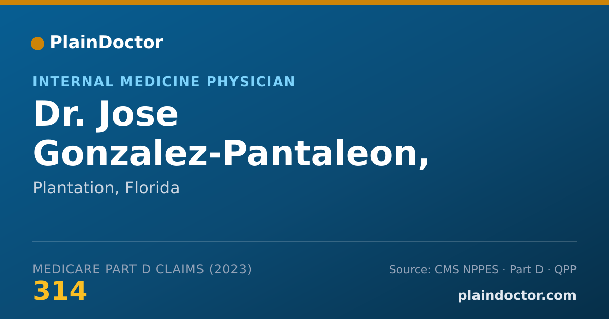 Shareable card for Jose Gonzalez-Pantaleon, M.D. - Internal Medicine Physician, Plantation, FL