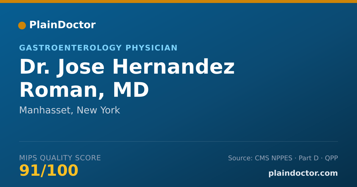 Shareable card for Jose Hernandez Roman, MD - Gastroenterology Physician, Manhasset, NY