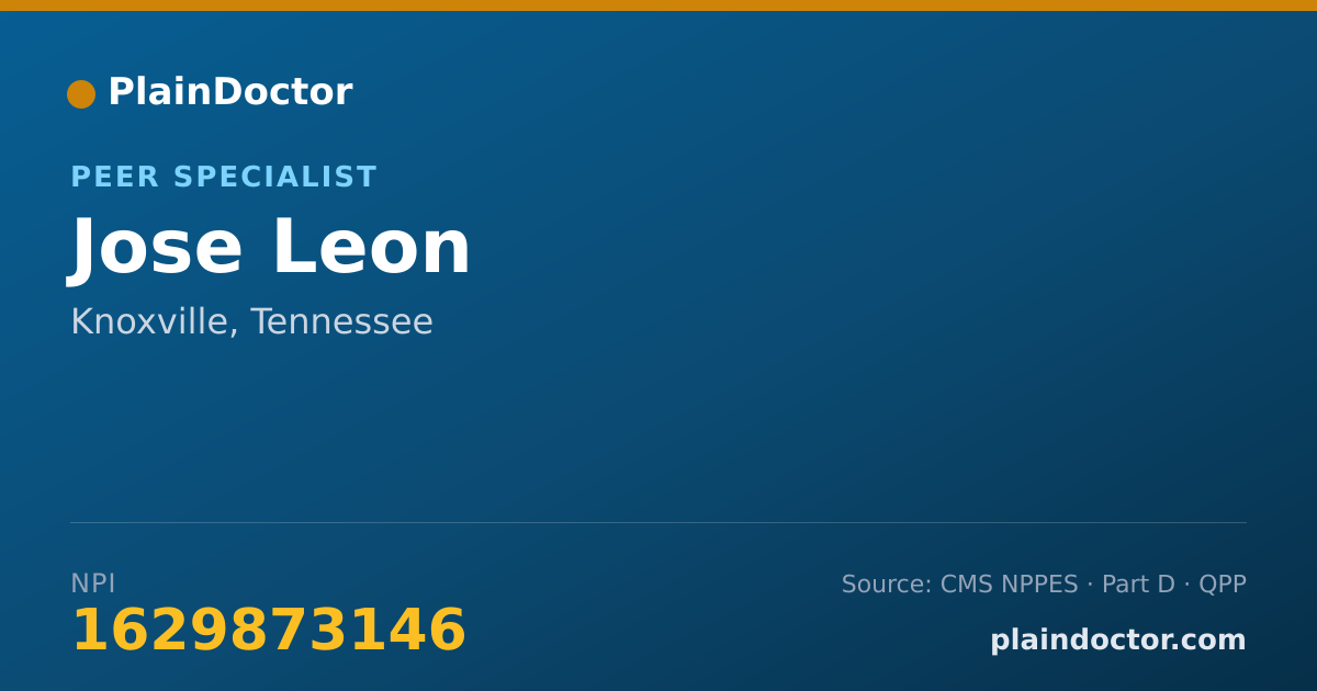 Shareable card for Jose Leon - Peer Specialist, Knoxville, TN