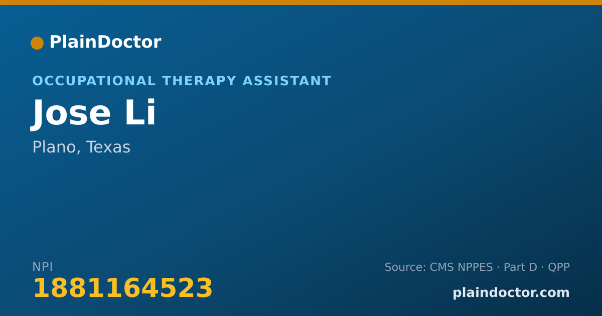 Shareable card for Jose Li - Occupational Therapy Assistant, Plano, TX