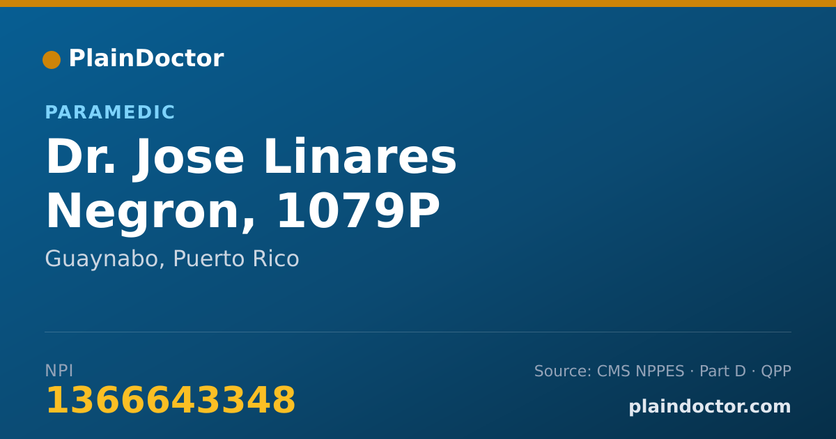 Shareable card for Jose Linares Negron, 1079P - Paramedic, Guaynabo, PR
