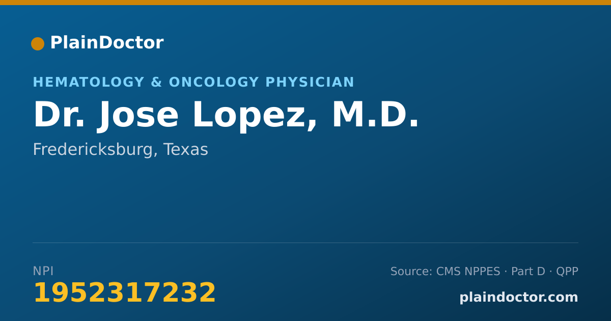 Shareable card for Jose Lopez, M.D. - Hematology & Oncology Physician, Fredericksburg, TX