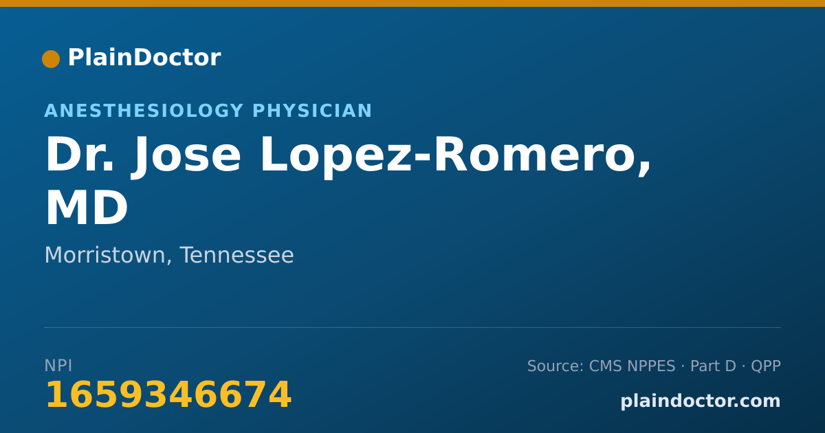 Shareable card for Jose Lopez-Romero, MD - Anesthesiology Physician, Morristown, TN