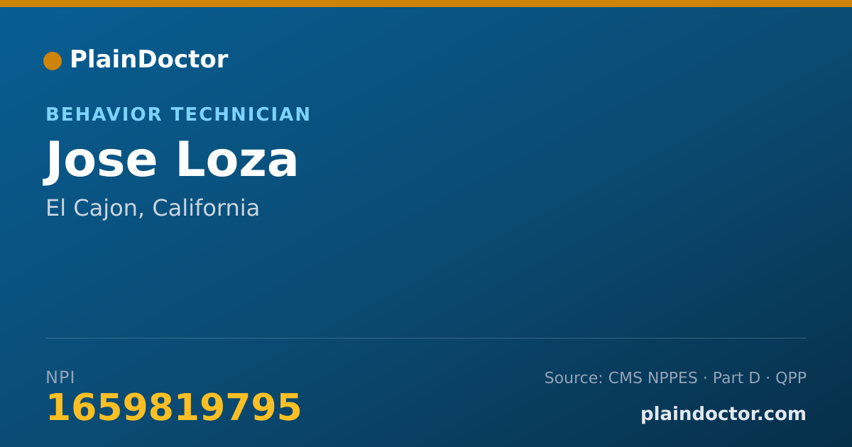 Shareable card for Jose Loza - Behavior Technician, El Cajon, CA