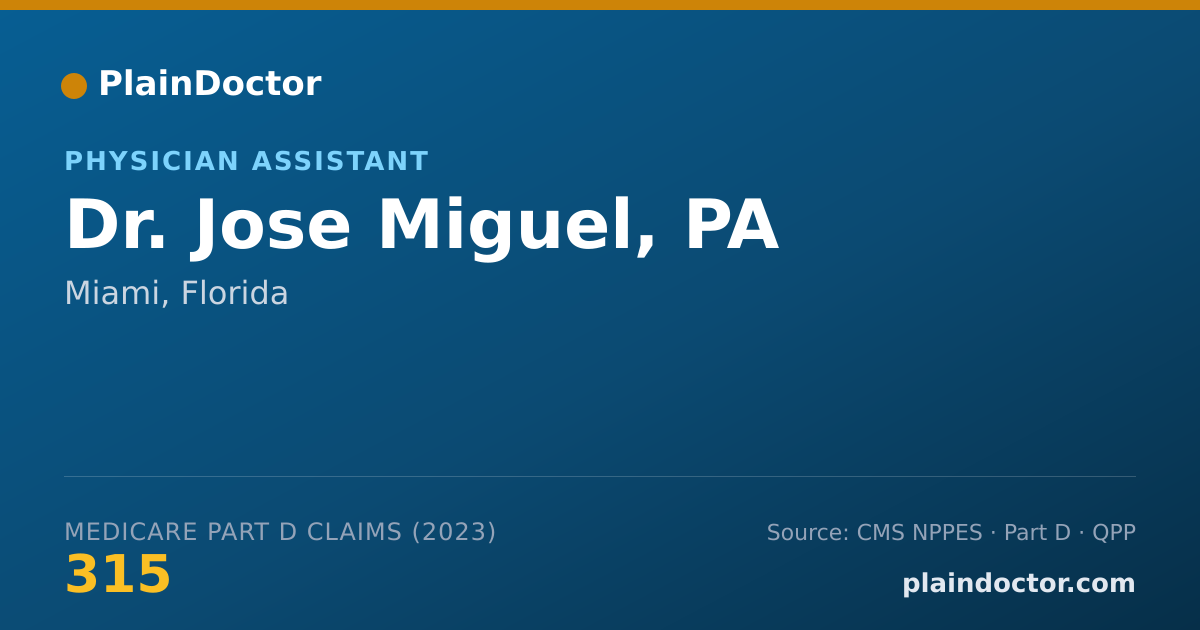 Shareable card for Jose Miguel, PA - Physician Assistant, Miami, FL