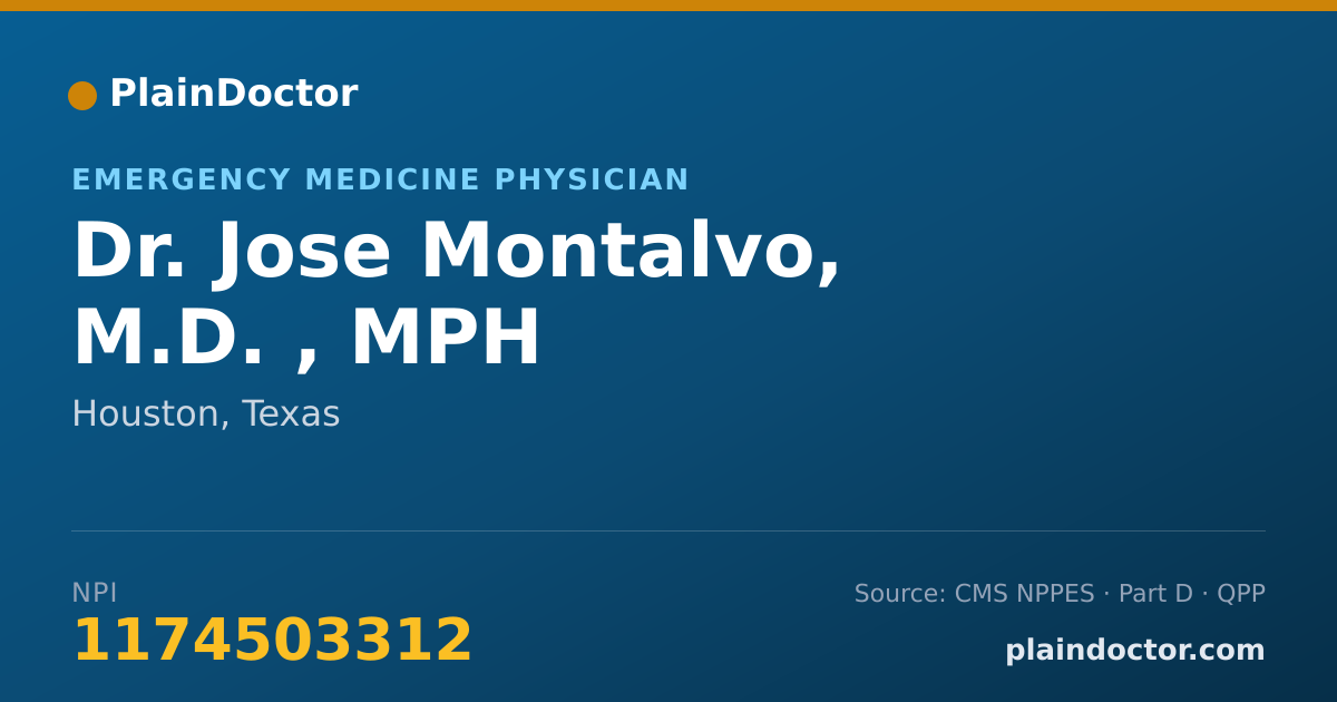 Shareable card for Jose Montalvo, M.D. , MPH - Emergency Medicine Physician, Houston, TX