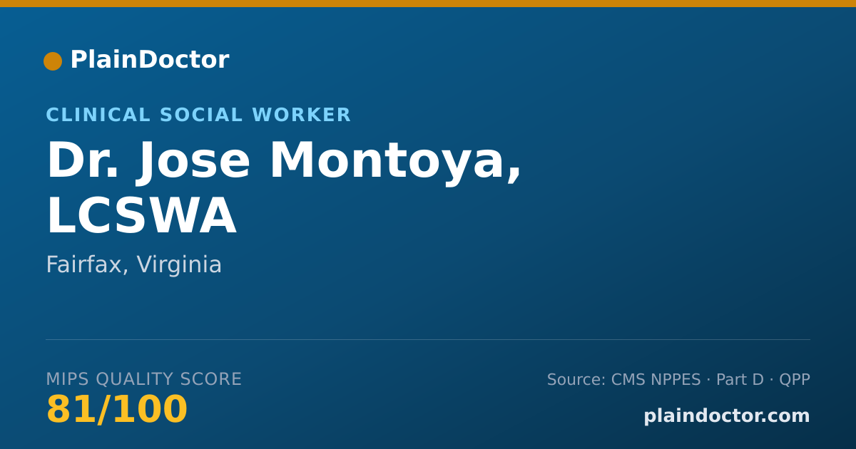 Shareable card for Jose Montoya, LCSWA - Clinical Social Worker, Fairfax, VA