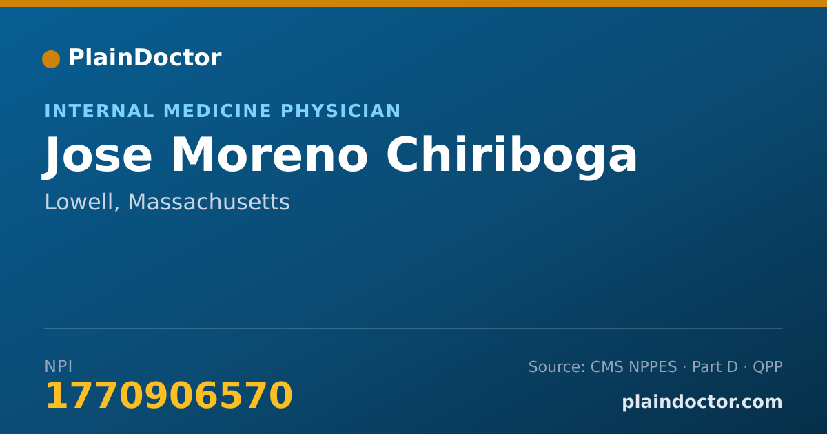 Shareable card for Jose Moreno Chiriboga - Internal Medicine Physician, Lowell, MA