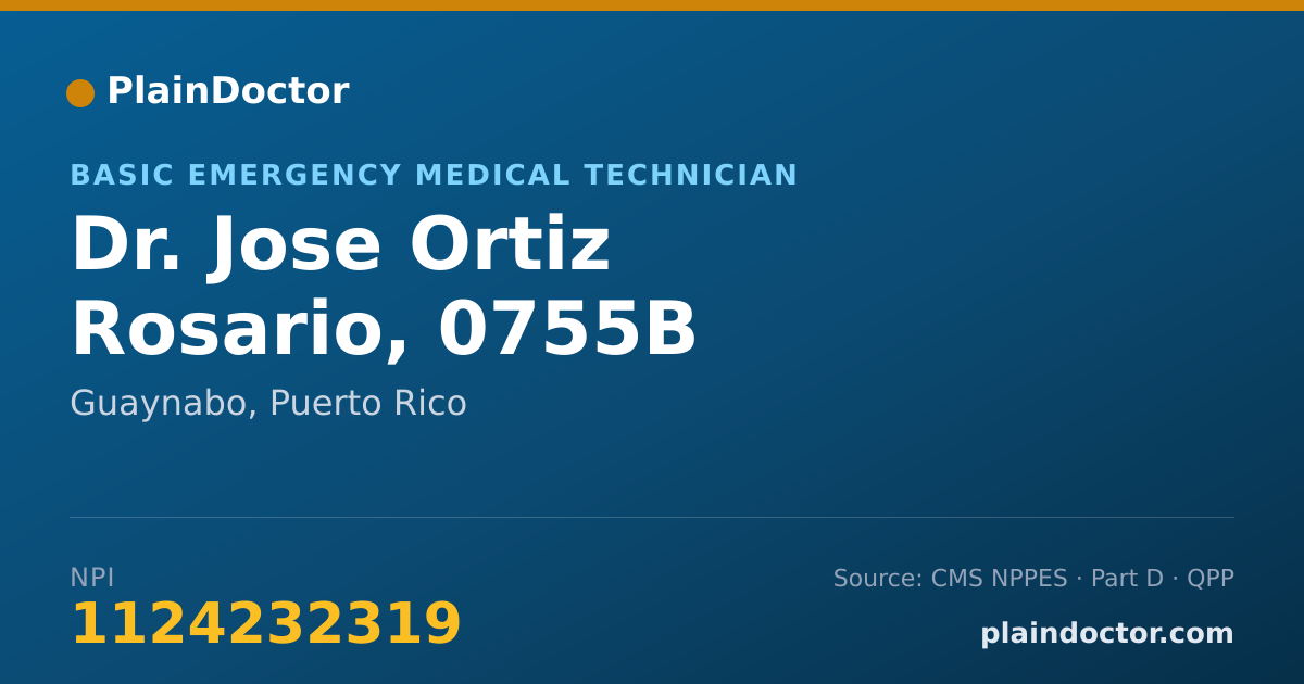 Shareable card for Jose Ortiz Rosario, 0755B - Basic Emergency Medical Technician, Guaynabo, PR