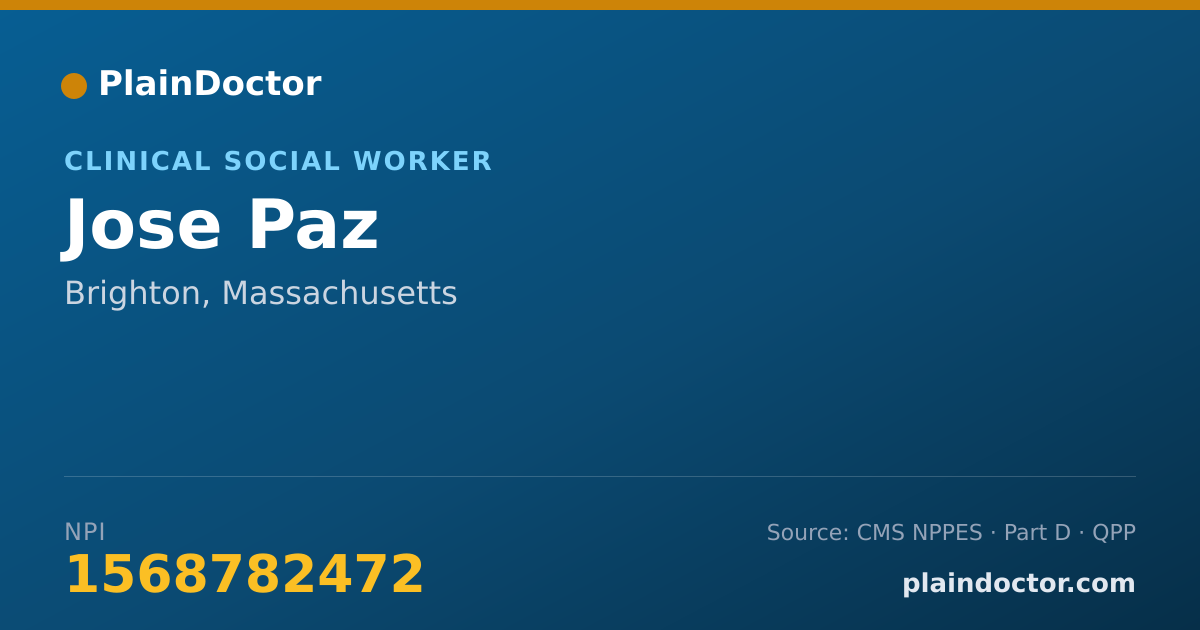 Shareable card for Jose Paz - Clinical Social Worker, Brighton, MA