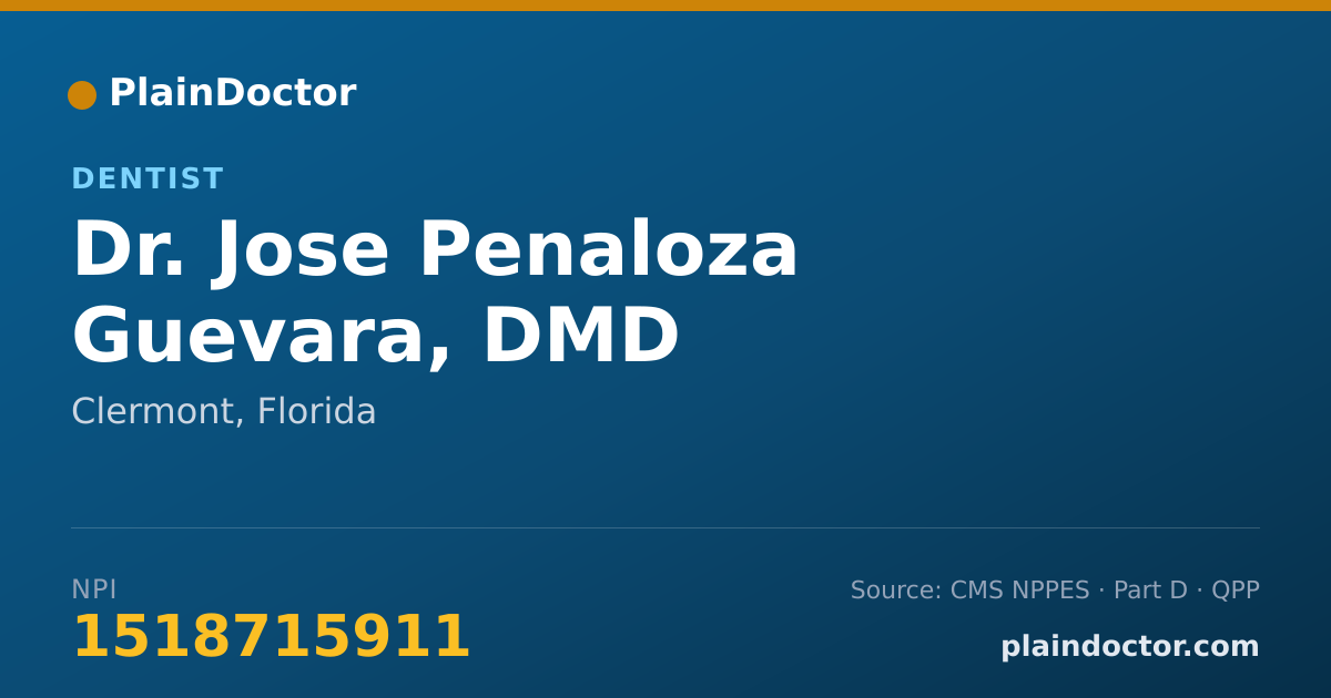 Shareable card for Jose Penaloza Guevara, DMD - Dentist, Clermont, FL