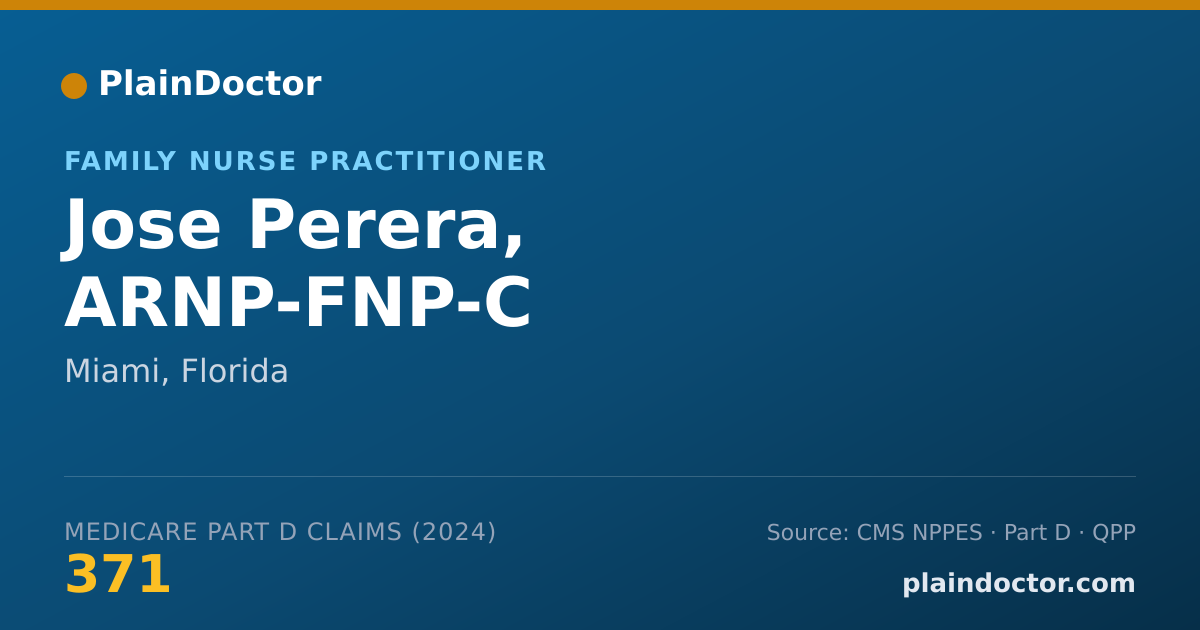 Shareable card for Jose Perera, ARNP-FNP-C - Family Nurse Practitioner, Miami, FL
