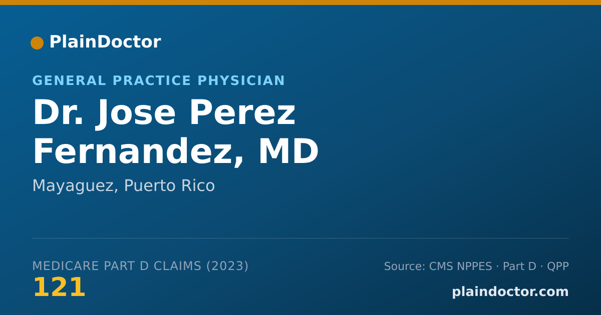 Shareable card for Jose Perez Fernandez, MD - General Practice Physician, Mayaguez, PR
