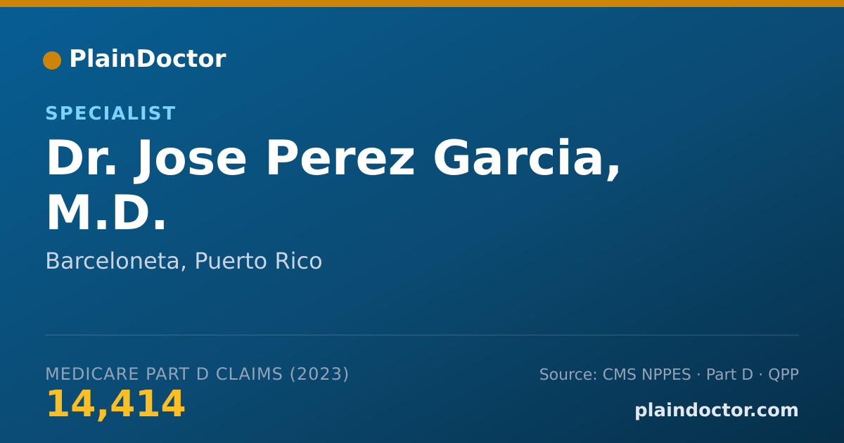 Shareable card for Jose Perez Garcia, M.D. - Specialist, Barceloneta, PR