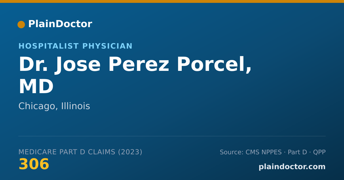 Shareable card for Jose Perez Porcel, MD - Hospitalist Physician, Chicago, IL