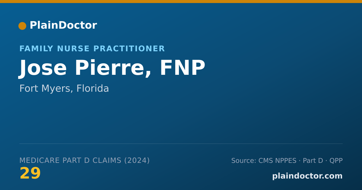 Shareable card for Jose Pierre, FNP - Family Nurse Practitioner, Fort Myers, FL