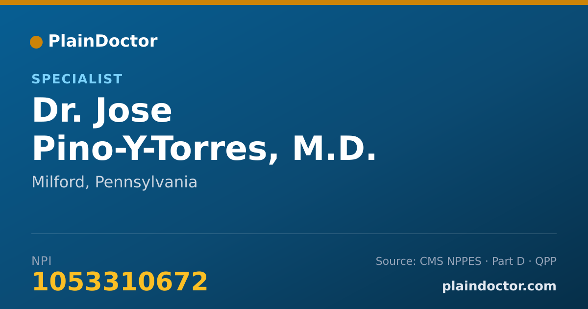 Shareable card for Jose Pino-Y-Torres, M.D. - Specialist, Milford, PA
