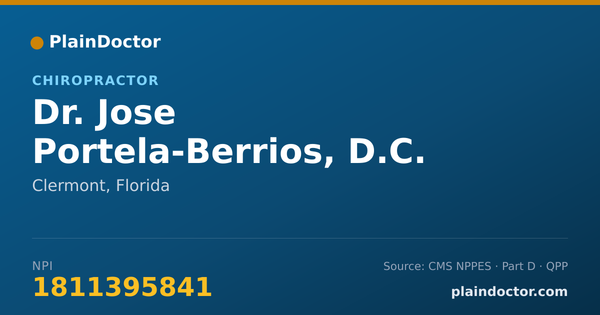 Shareable card for Jose Portela-Berrios, D.C. - Chiropractor, Clermont, FL