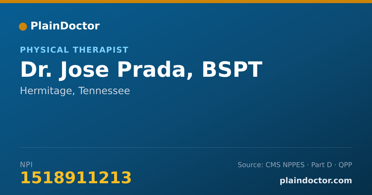 Shareable card for Jose Prada, BSPT - Physical Therapist, Hermitage, TN
