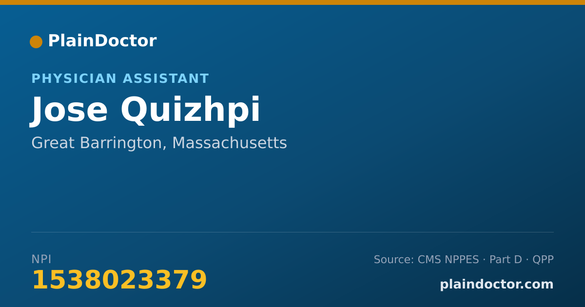 Shareable card for Jose Quizhpi - Physician Assistant, Great Barrington, MA