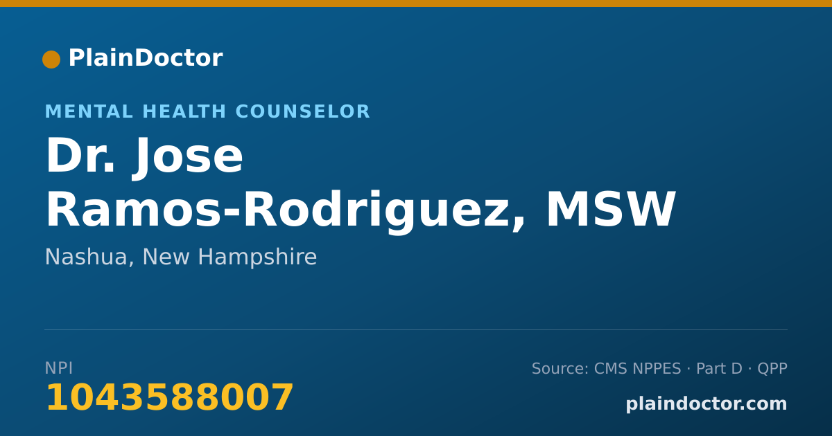Shareable card for Jose Ramos-Rodriguez, MSW - Mental Health Counselor, Nashua, NH
