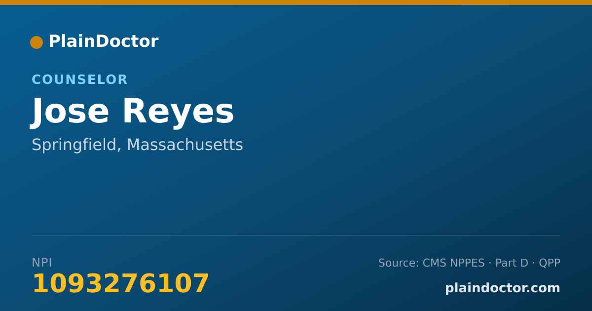 Shareable card for Jose Reyes - Counselor, Springfield, MA