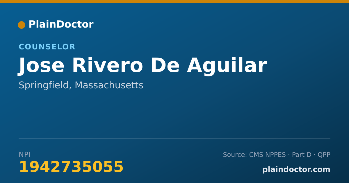 Shareable card for Jose Rivero De Aguilar - Counselor, Springfield, MA