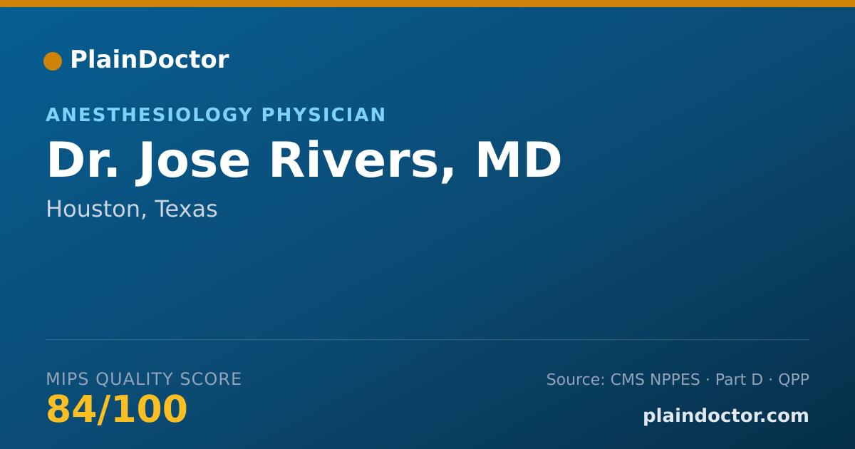 Shareable card for Jose Rivers, MD - Anesthesiology Physician, Houston, TX