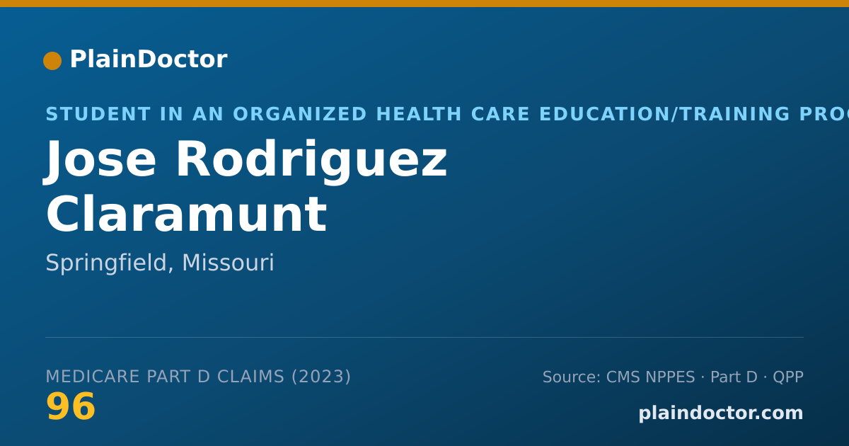 Shareable card for Jose Rodriguez Claramunt - Student in an Organized Health Care Education/Training Program, Springfield, MO