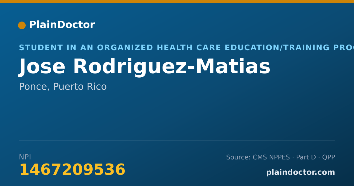 Shareable card for Jose Rodriguez-Matias - Student in an Organized Health Care Education/Training Program, Ponce, PR