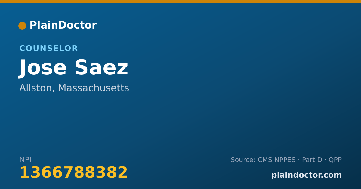 Shareable card for Jose Saez - Counselor, Allston, MA