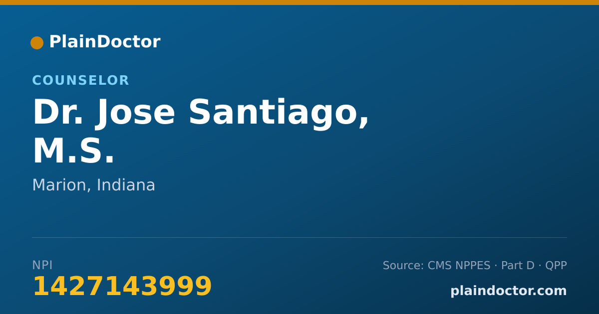 Shareable card for Jose Santiago, M.S. - Counselor, Marion, IN