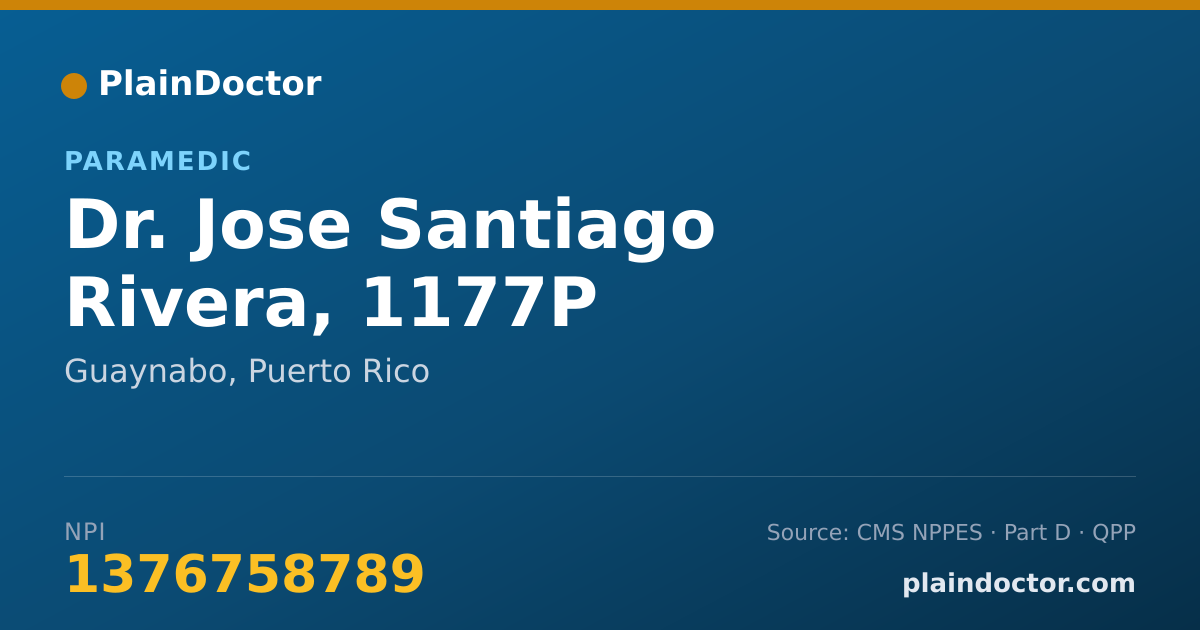 Shareable card for Jose Santiago Rivera, 1177P - Paramedic, Guaynabo, PR