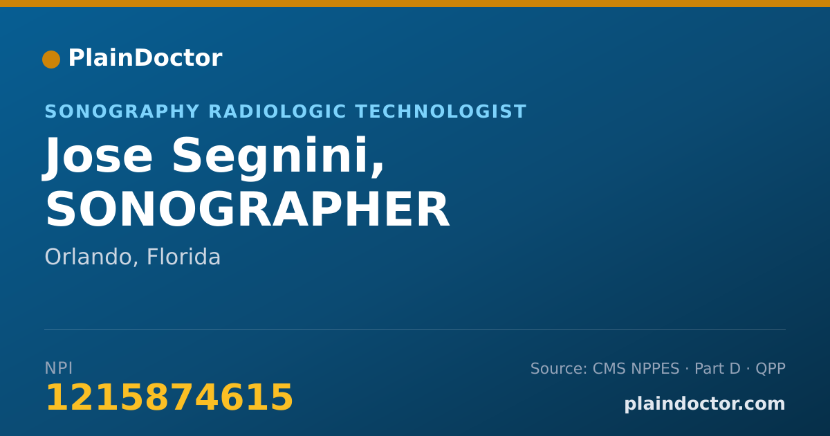 Shareable card for Jose Segnini, SONOGRAPHER - Sonography Radiologic Technologist, Orlando, FL