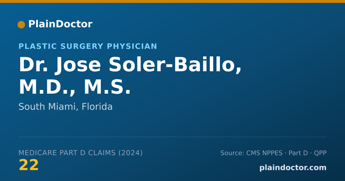 Shareable card for Jose Soler-Baillo, M.D., M.S. - Plastic Surgery Physician, South Miami, FL