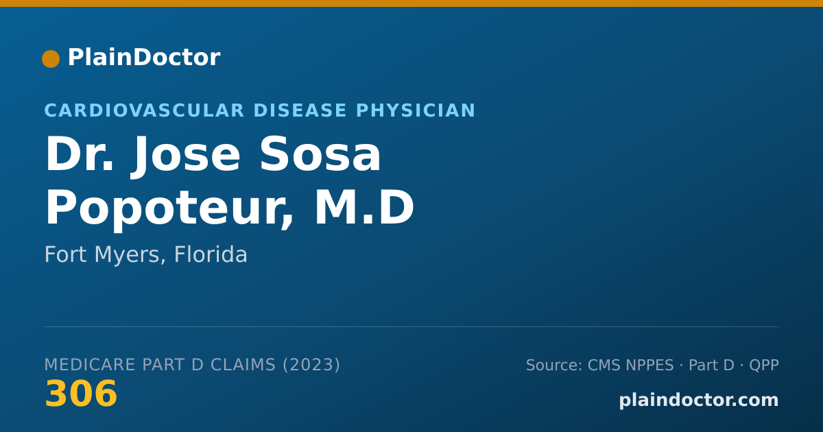 Shareable card for Jose Sosa Popoteur, M.D - Cardiovascular Disease Physician, Fort Myers, FL
