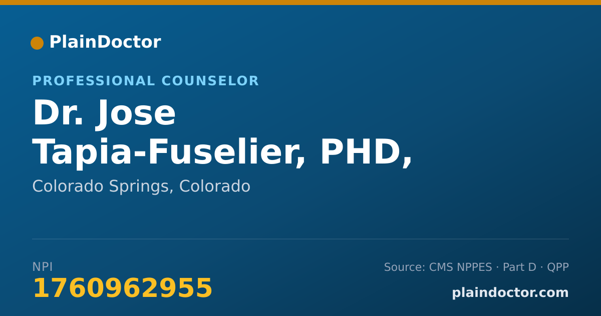 Shareable card for Jose Tapia-Fuselier, PHD, CRC, LPC, NCC - Professional Counselor, Colorado Springs, CO
