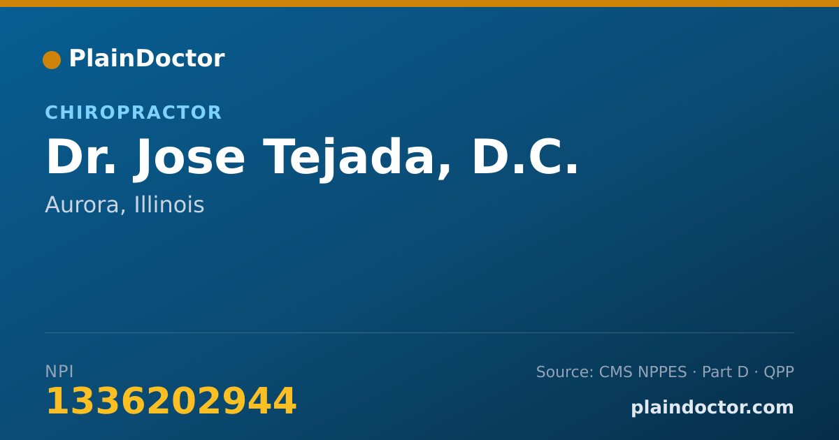 Shareable card for Jose Tejada, D.C. - Chiropractor, Aurora, IL