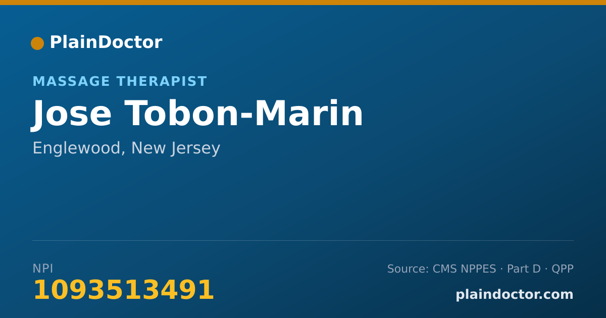 Shareable card for Jose Tobon-Marin - Massage Therapist, Englewood, NJ