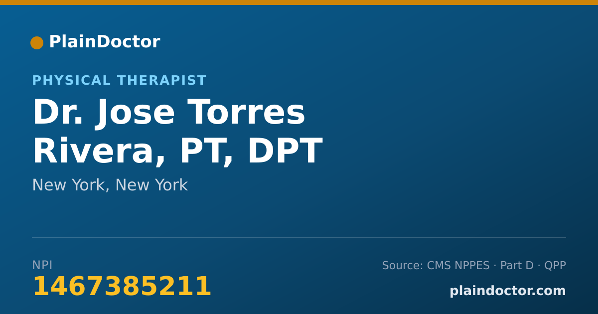 Shareable card for Jose Torres Rivera, PT, DPT - Physical Therapist, New York, NY