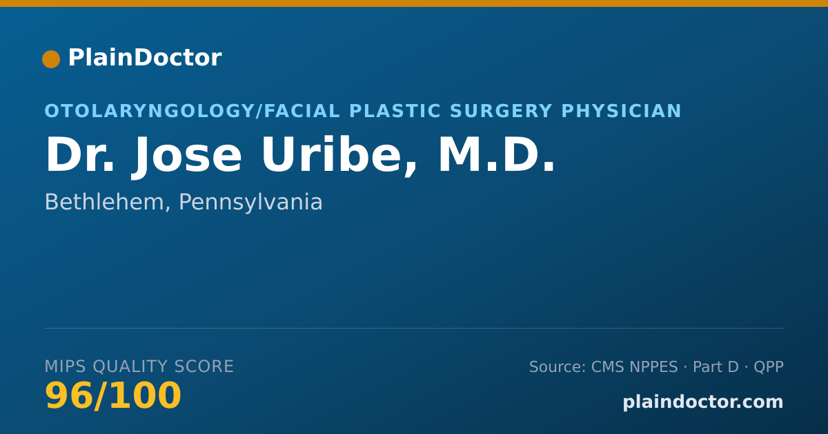 Shareable card for Jose Uribe, M.D. - Otolaryngology/Facial Plastic Surgery Physician, Bethlehem, PA