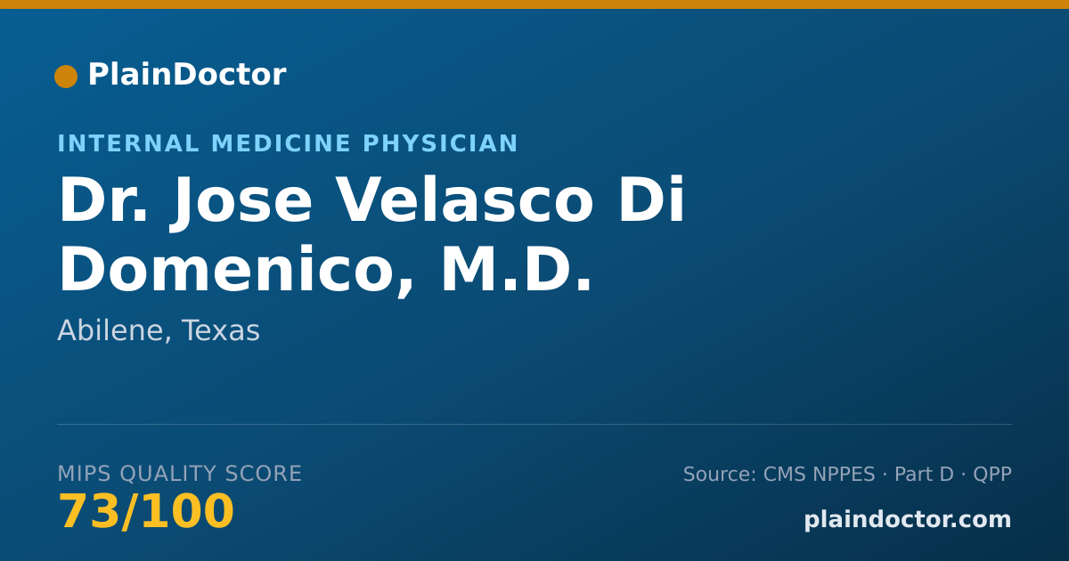 Shareable card for Jose Velasco Di Domenico, M.D. - Internal Medicine Physician, Abilene, TX