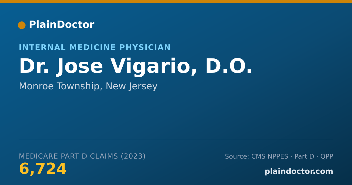Shareable card for Jose Vigario, D.O. - Internal Medicine Physician, Monroe Township, NJ