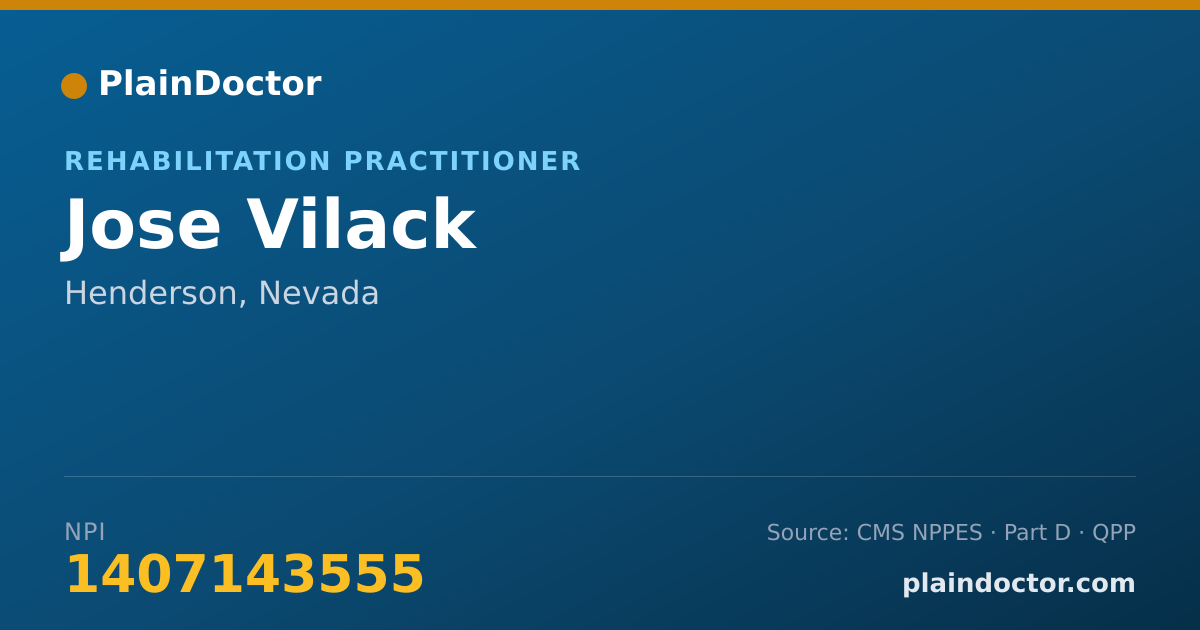 Shareable card for Jose Vilack - Rehabilitation Practitioner, Henderson, NV