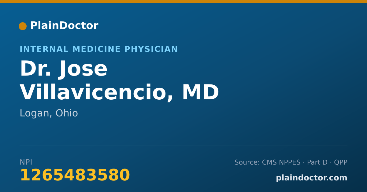 Shareable card for Jose Villavicencio, MD - Internal Medicine Physician, Logan, OH