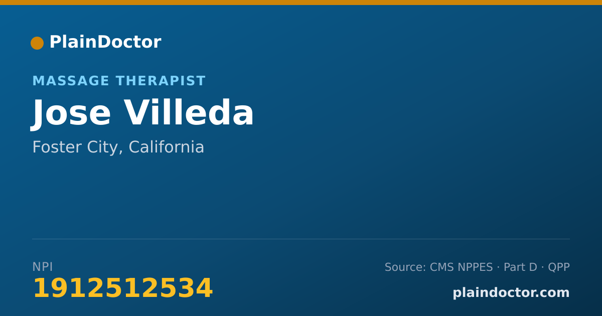Shareable card for Jose Villeda - Massage Therapist, Foster City, CA