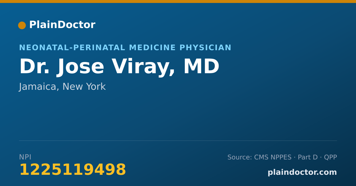 Shareable card for Jose Viray, MD - Neonatal-Perinatal Medicine Physician, Jamaica, NY